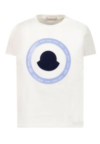 MONCLER KIDS - Bawełniana koszulka z nadrukiem 9-36 miesięcy. Kolor: biały. Materiał: bawełna. Długość rękawa: krótki rękaw. Wzór: nadruk
