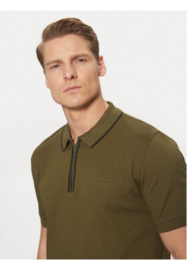 BOSS Polo PORSCHE X PORSCHE 50531463 Khaki Regular Fit. Typ kołnierza: polo. Kolor: brązowy. Materiał: bawełna