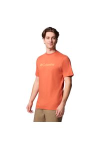 columbia - T-shirt sportowy z krótkim rękawem męski CSC Basic Logo SS Tee. Kolor: pomarańczowy. Materiał: bawełna. Długość rękawa: krótki rękaw. Długość: krótkie. Sport: turystyka piesza