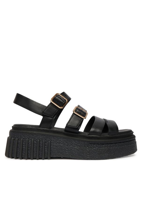 Clarks Sandały Evamar Strap 26185888 Czarny. Kolor: czarny. Materiał: skóra