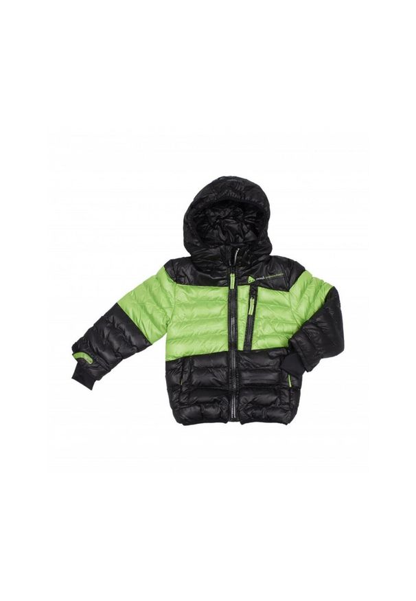 PEAK MOUNTAIN - Dziecięca kurtka puchowa Peak Mountain Ecaptin. Kolor: czarny, zielony, wielokolorowy. Materiał: puch