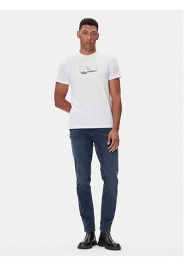 Karl Lagerfeld Jeans T-Shirt A4M17020 Biały Slim Fit. Kolor: biały. Materiał: bawełna