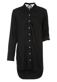 Bluzka z koronką bonprix czarny. Kolor: czarny. Materiał: koronka. Wzór: koronka #1