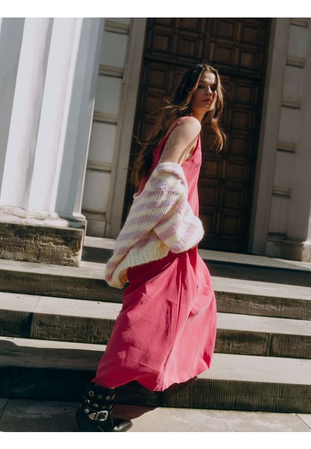 Reserved - Kardigan w paski - wielobarwny. Materiał: dzianina. Wzór: paski