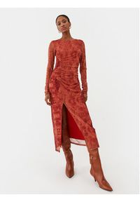 Sisley Sukienka codzienna 4XAFLV04E Czerwony Slim Fit. Okazja: na co dzień. Kolor: czerwony. Materiał: syntetyk. Typ sukienki: proste. Styl: casual #4