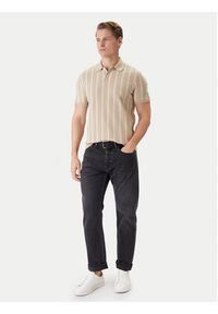 TOMMY HILFIGER - Tommy Hilfiger Polo Vertical MW0MW41949 Beżowy Regular Fit. Typ kołnierza: polo. Kolor: beżowy. Materiał: bawełna #3