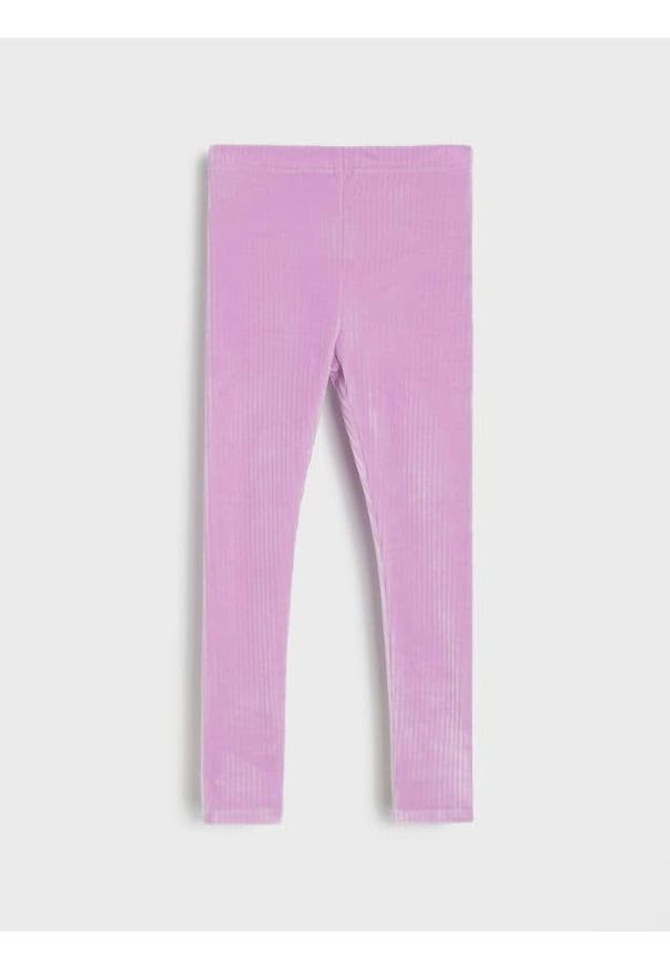 Sinsay - Prążkowane legginsy - fioletowy. Kolor: fioletowy. Materiał: prążkowany