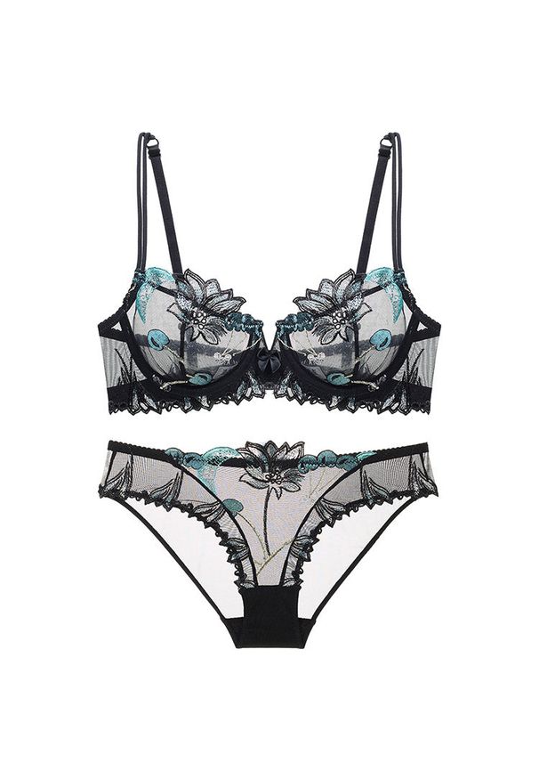 Intica - Komplet bielizny z koronką na specjalne okazje Mallaurie. Kolor: czarny. Materiał: koronka. Wzór: koronka