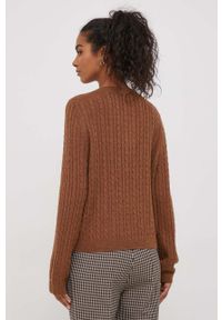 TOMMY HILFIGER - Tommy Hilfiger sweter wełniany damski kolor brązowy lekki. Kolor: brązowy. Materiał: wełna. Długość rękawa: długi rękaw. Długość: długie. Wzór: ze splotem #4