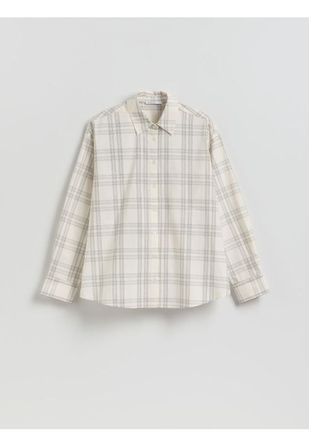 Reserved - Bawełniana koszula w kratę - złamana biel. Materiał: bawełna