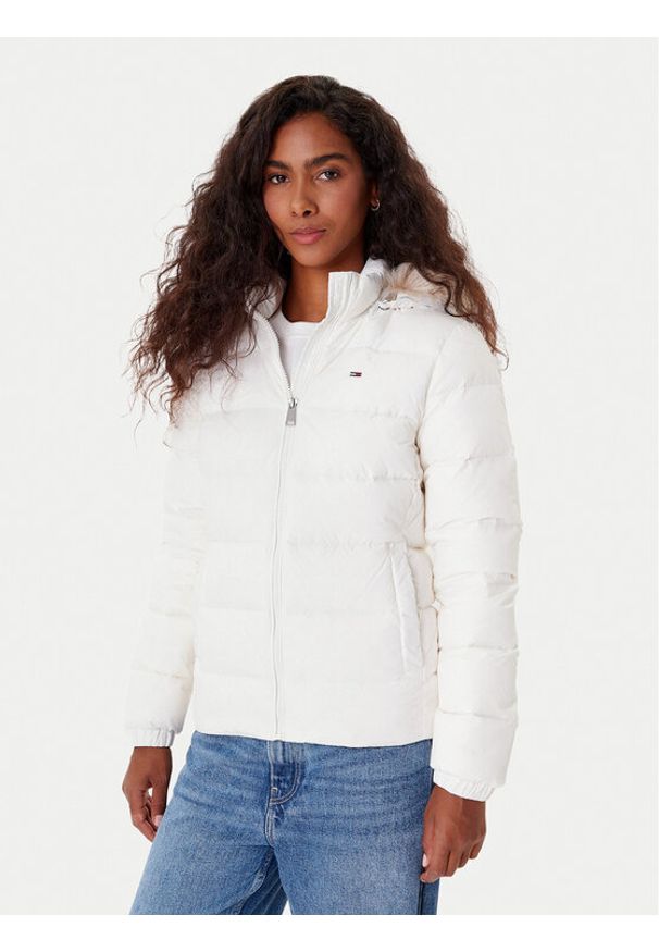 Tommy Jeans Kurtka puchowa Basic DW0DW18312 Biały Slim Fit. Kolor: biały. Materiał: syntetyk