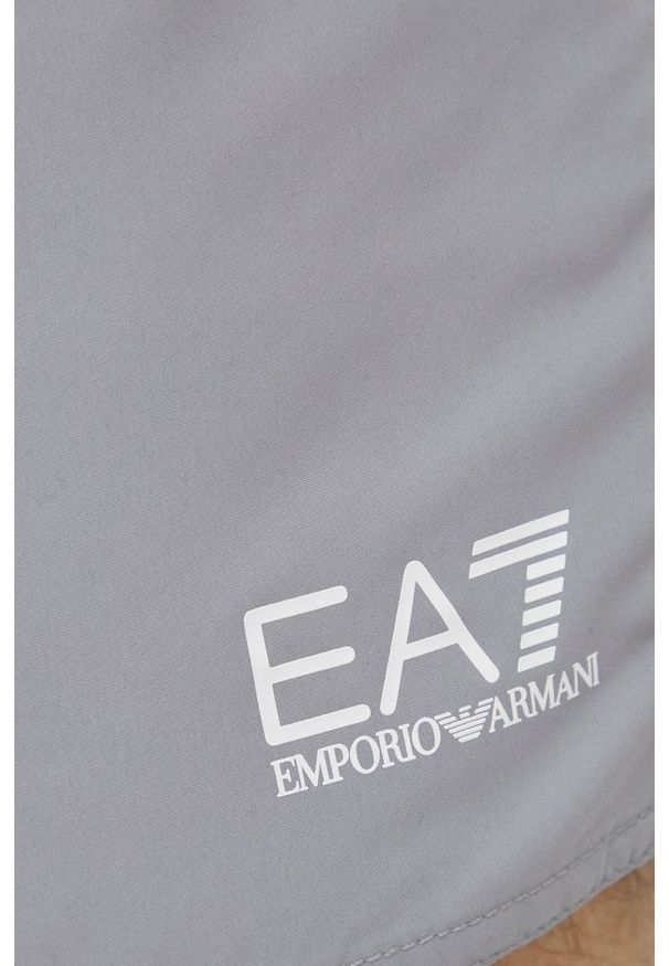 EA7 Emporio Armani szorty kąpielowe kolor szary. Kolor: szary. Materiał: tkanina. Wzór: nadruk