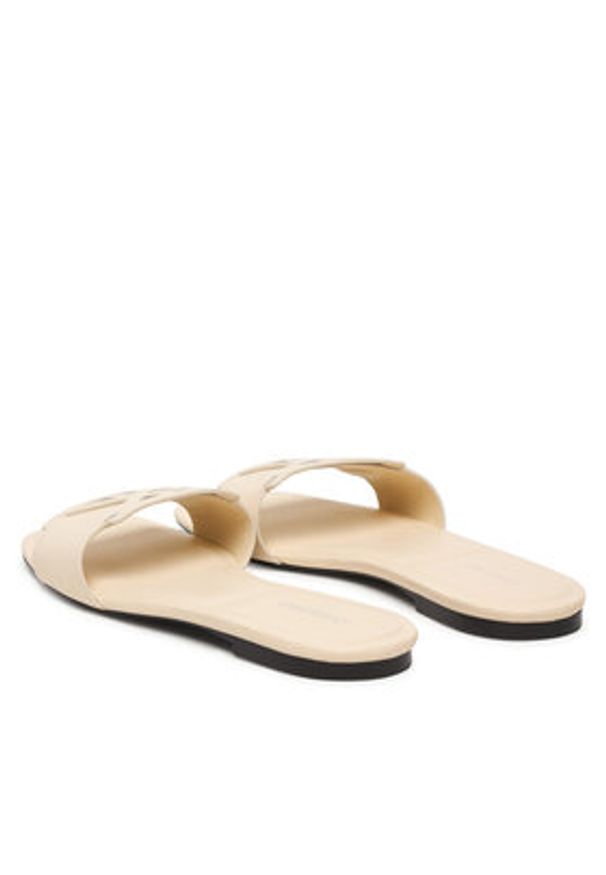 Calvin Klein Klapki Square Flat Sandal Emblem HW0HW03128 Écru. Kolor: kremowy. Materiał: skóra