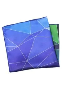 Alties - Niebiesko-Zielona Poszetka Męska -ALTIES- 34x34 cm, Galaxy, Wzór Geometryczny. Kolor: niebieski. Materiał: poliester. Wzór: geometria #1