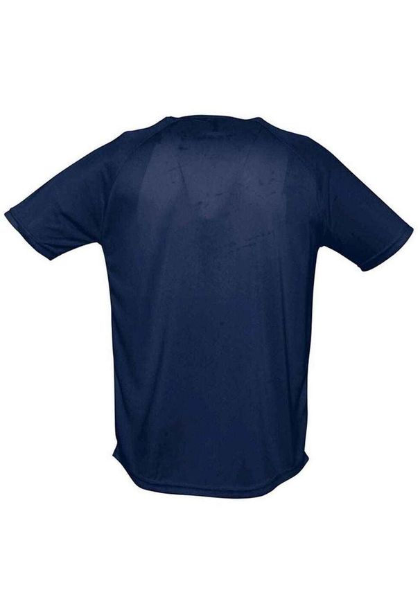 SOL'S - Męska Sportowa Koszulka Raglanowa. Kolor: niebieski. Długość rękawa: raglanowy rękaw. Sport: turystyka piesza