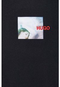 Hugo - HUGO bluza bawełniana HUGO x Alexey Kondakov COLLAB 50465945 męska kolor czarny z kapturem z aplikacją. Okazja: na co dzień. Typ kołnierza: kaptur. Kolor: czarny. Materiał: bawełna. Wzór: aplikacja. Styl: casual #5