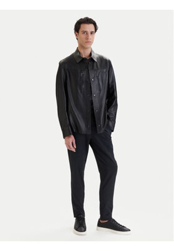 BOSS Kurtka skórzana PS Spirit70 50560422 Czarny Regular Fit. Kolor: czarny. Materiał: skóra