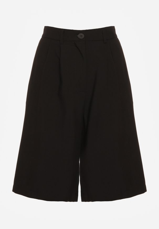 Renee - Czarne Szorty o Garniturowym Kroju High Waist z Dodatkiem Wiskozy Mavvia. Okazja: na co dzień. Stan: podwyższony. Kolor: czarny. Materiał: wiskoza. Sezon: lato. Styl: casual, klasyczny, elegancki