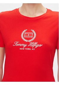 TOMMY HILFIGER - Tommy Hilfiger T-Shirt Flag Script WW0WW41761 Czerwony Slim Fit. Kolor: czerwony. Materiał: bawełna #4