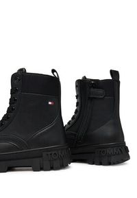 TOMMY HILFIGER - Tommy Hilfiger Trapery Lace-Up Bootie T3A5-34046-1695 S Czarny. Kolor: czarny. Materiał: skóra #6