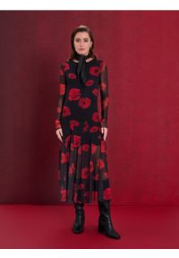 Sinsay - Tiulowa sukienka maxi ze wzorem - czarny. Kolor: czarny. Materiał: tiul. Długość: maxi #1