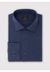 Pako Lorente - PAKO LORENTE – Ciemna niebieska bawełniana koszula męska. Kolor: niebieski, brązowy, zielony. Materiał: bawełna. Długość rękawa: długi rękaw. Długość: długie. Wzór: gładki #6
