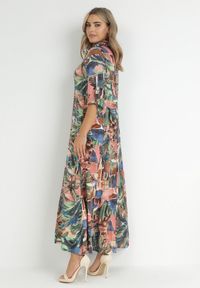 Born2be - Niebiesko-Zielona Sukienka Harmope. Kolor: niebieski. Wzór: aplikacja. Sezon: lato. Typ sukienki: koszulowe. Styl: klasyczny. Długość: maxi #4