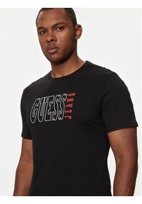 Guess Jeans T-Shirt M4YI56 K8HM0 Czarny Slim Fit. Kolor: czarny. Materiał: bawełna