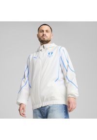 Puma - Męska tkana kurtka przedmeczowa Malmö FF PUMA White Team Light Blue. Kolor: niebieski, wielokolorowy, biały. Wzór: nadruk. Sport: piłka nożna
