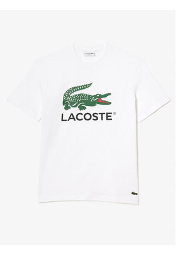 Lacoste T-Shirt TH1285 Biały Regular Fit. Kolor: biały. Materiał: bawełna
