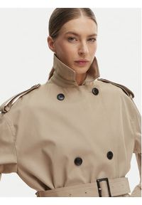 TOMMY HILFIGER - Tommy Hilfiger Trencz WW0WW49586 Beżowy Relaxed Fit. Kolor: beżowy. Materiał: bawełna #3