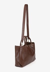 Born2be - Brązowa Dwukomorowa Torebka Typu Shopper Ozdobiona Metalicznymi Aplikacjami Adorrive. Kolor: brązowy. Wzór: aplikacja. Dodatki: z aplikacjami. Styl: elegancki #3