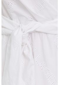 Karl Lagerfeld Sukienka bawełniana kolor biały midi rozkloszowana. Kolor: biały. Materiał: bawełna. Typ sukienki: rozkloszowane. Długość: midi #2