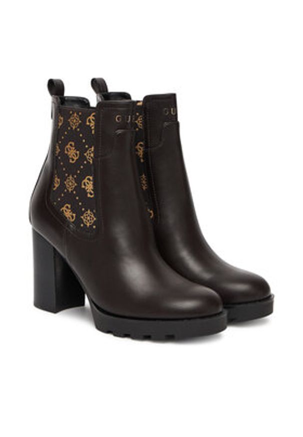 Guess Botki FLFNLL ELE10 Czarny. Kolor: czarny. Materiał: skóra