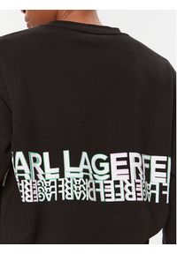 Karl Lagerfeld - KARL LAGERFELD Bluza 235W1813 Czarny Regular Fit. Typ kołnierza: dekolt w karo. Kolor: czarny. Materiał: bawełna