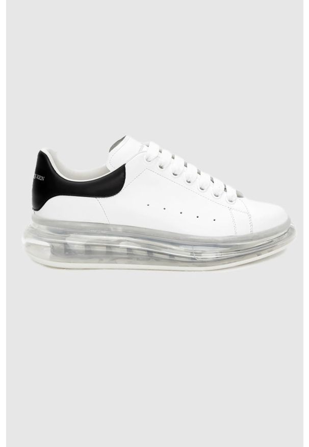 Alexander McQueen - ALEXANDER MCQUEEN Białe sneakersy męskie z przezroczystą podeszwą, Rozmiar 41. Kolor: biały. Materiał: skóra