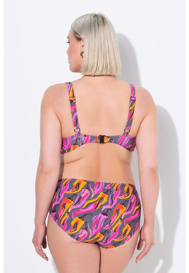 ULLA POPKEN - Damskie Bikini chilli ozdobne kółko miękkie miseczki. Kolekcja: plus size. Kolor: szary. Materiał: elastan, poliamid, materiał