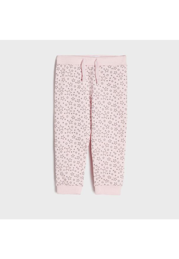 Sinsay - Spodnie dresowe - Różowy. Kolor: różowy. Materiał: dresówka