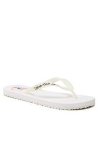 Calvin Klein Jeans Japonki Beach Sandal Logo YM0YM00656 Biały. Kolor: biały
