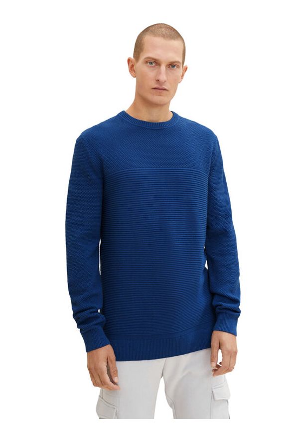Tom Tailor Sweter 1032302 Niebieski Regular Fit. Kolor: niebieski. Materiał: bawełna