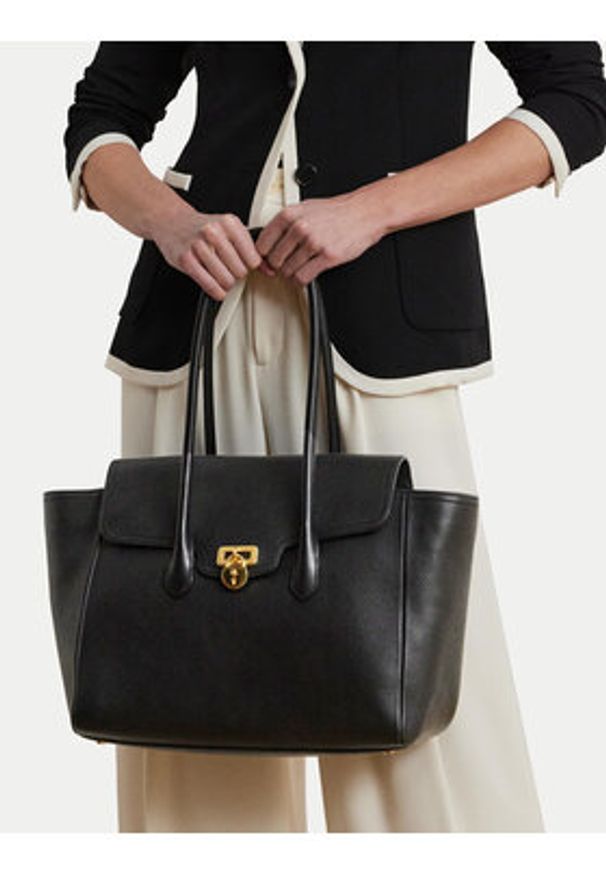 Lauren Ralph Lauren - LAUREN RALPH LAUREN Torebka 431966862001 Czarny. Kolor: czarny. Materiał: skórzane