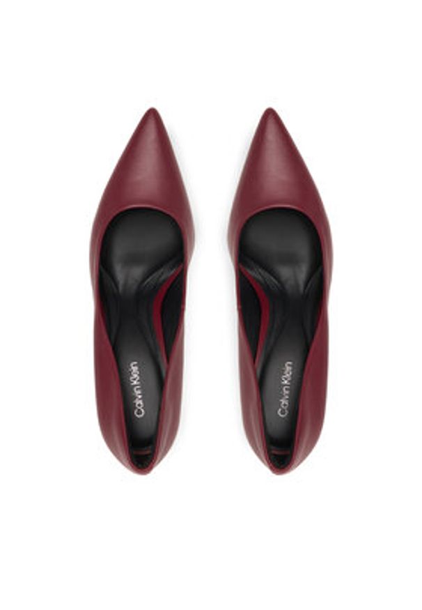 Calvin Klein Szpilki Ess Stiletto 90 HW0HW02608 Bordowy. Kolor: czerwony. Materiał: skóra. Obcas: na szpilce