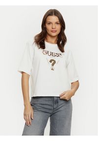 Guess T-Shirt V4YI06 I3Z14 Écru Boxy Fit. Materiał: bawełna