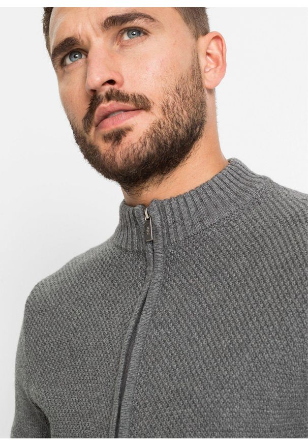 bonprix - Bawełniany kardigan z cienkiej dzianiny. Kolor: szary. Materiał: dzianina, bawełna. Długość: długie