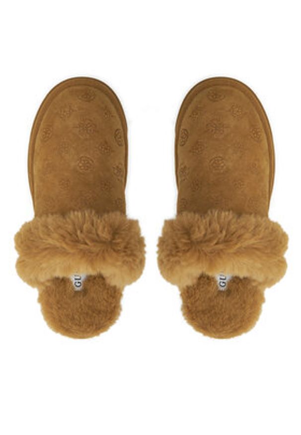 Guess Kapcie Unika3 FLFUK3 FAL06 Brązowy. Kolor: brązowy. Materiał: zamsz, skóra