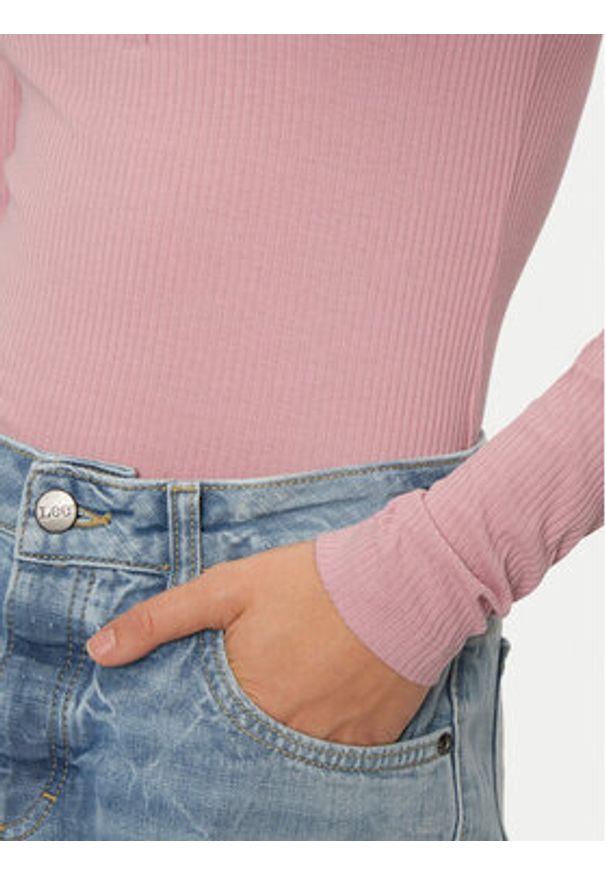 Lee Bluzka Henley 112355427 Różowy Slim Fit. Typ kołnierza: typu henley. Kolor: różowy. Materiał: wiskoza, syntetyk