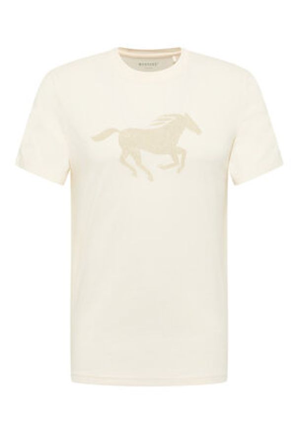 Mustang T-Shirt Austin 1016483 Beżowy Regular Fit. Kolor: beżowy. Materiał: bawełna