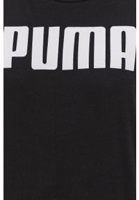 Puma T-shirt damski kolor czarny. Kolor: czarny. Materiał: materiał, dzianina. Długość: długie. Wzór: nadruk #5