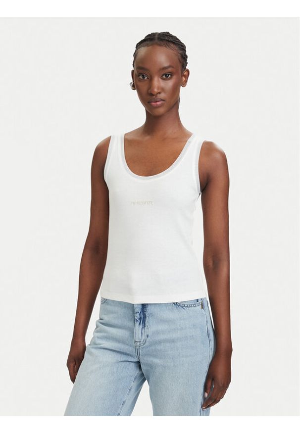 Patrizia Pepe Top 2M4523/J407-W146 Biały Slim Fit. Kolor: biały. Materiał: bawełna