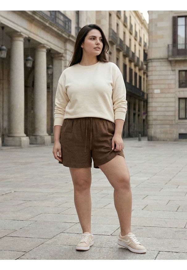 Sinsay - Szorty z domieszką lnu - brązowy. Kolor: brązowy. Materiał: len